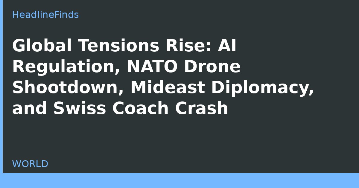 Global Tensions Rise: AI Regulation, NATO Drone Shootdown, Mideast Diplomacy, and Swiss Coach Crash