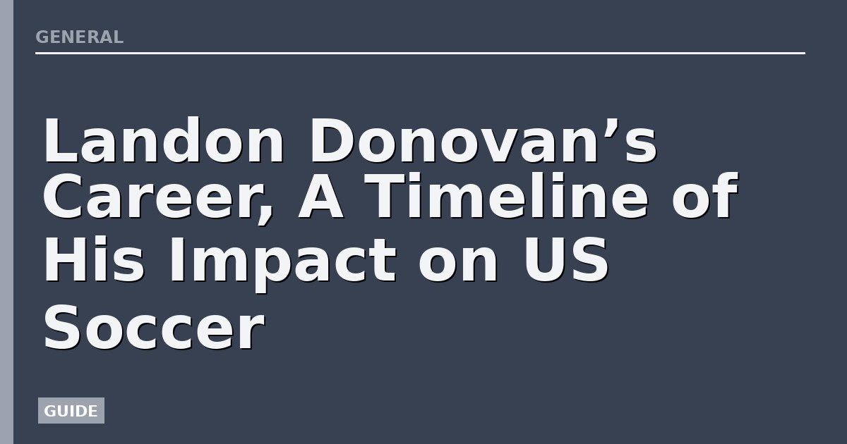 Landon Donovan’s Career, A Timeline of His Impact on US Soccer