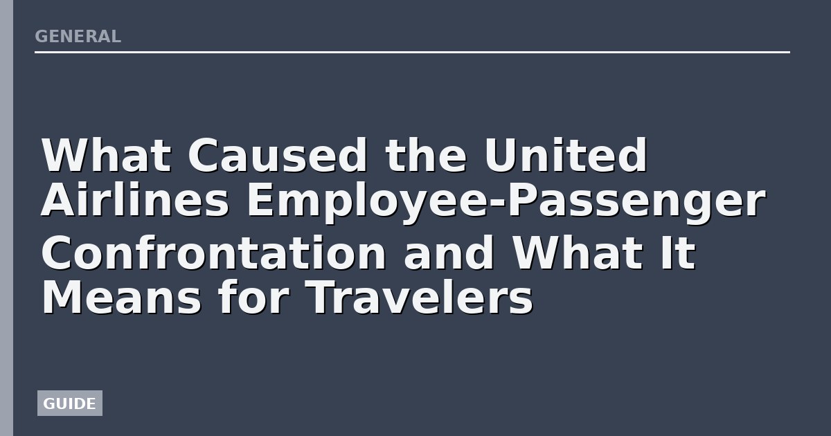 What Caused the United Airlines Employee-Passenger Confrontation and What It Means for Travelers