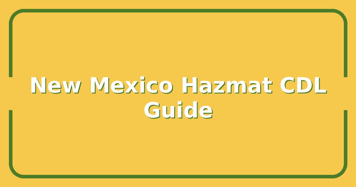 New Mexico Hazmat Endorsement: Cost, Requirements, and How to Get Your CDL Fast