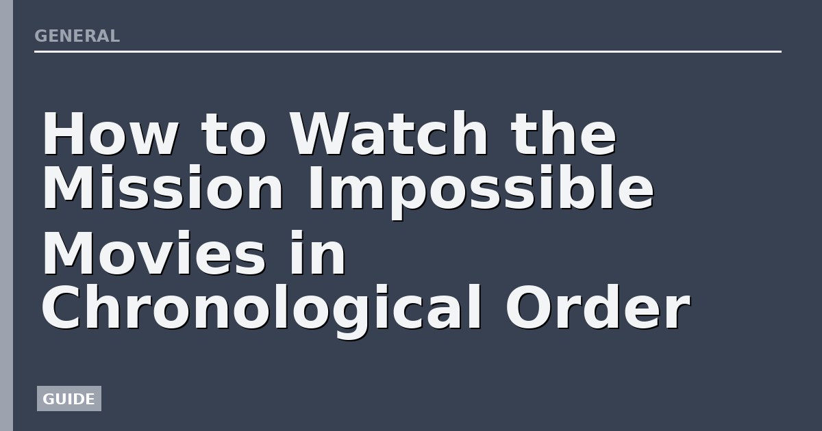 How to Watch the Mission Impossible Movies in Chronological Order