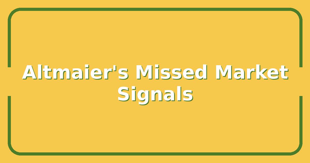 Altmaier’s Strategy, What Investors Miss Before the Next Market Move