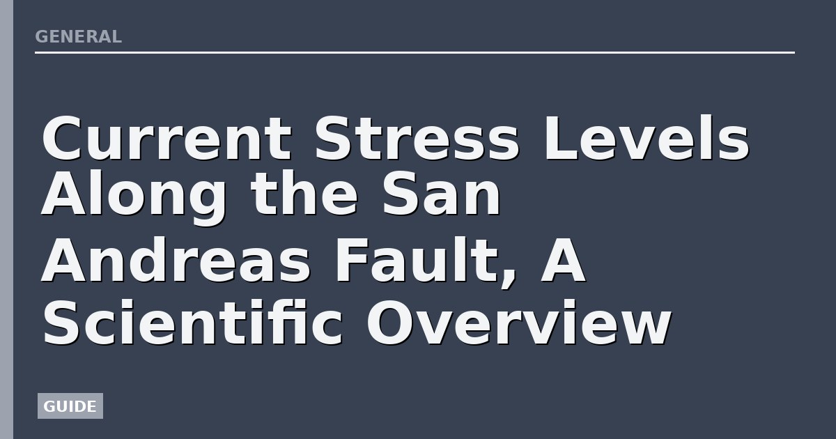 Current Stress Levels Along the San Andreas Fault, A Scientific Overview