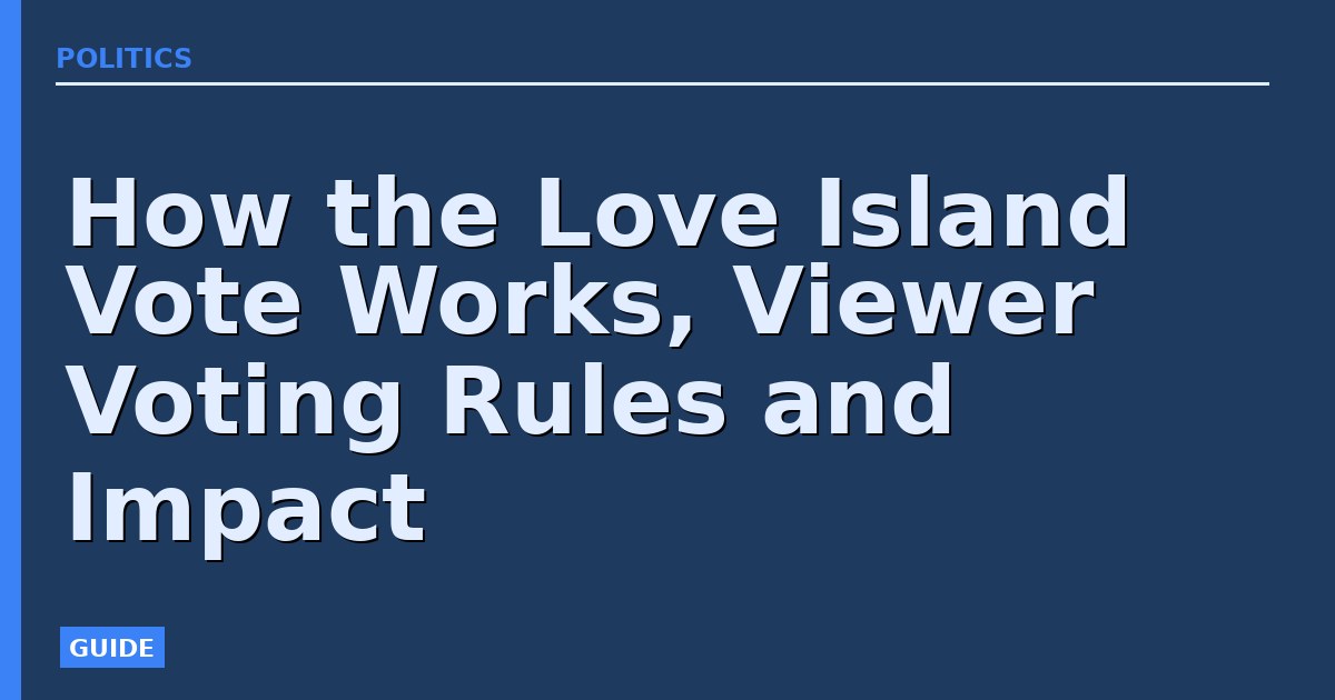How the Love Island Vote Works, Viewer Voting Rules and Impact