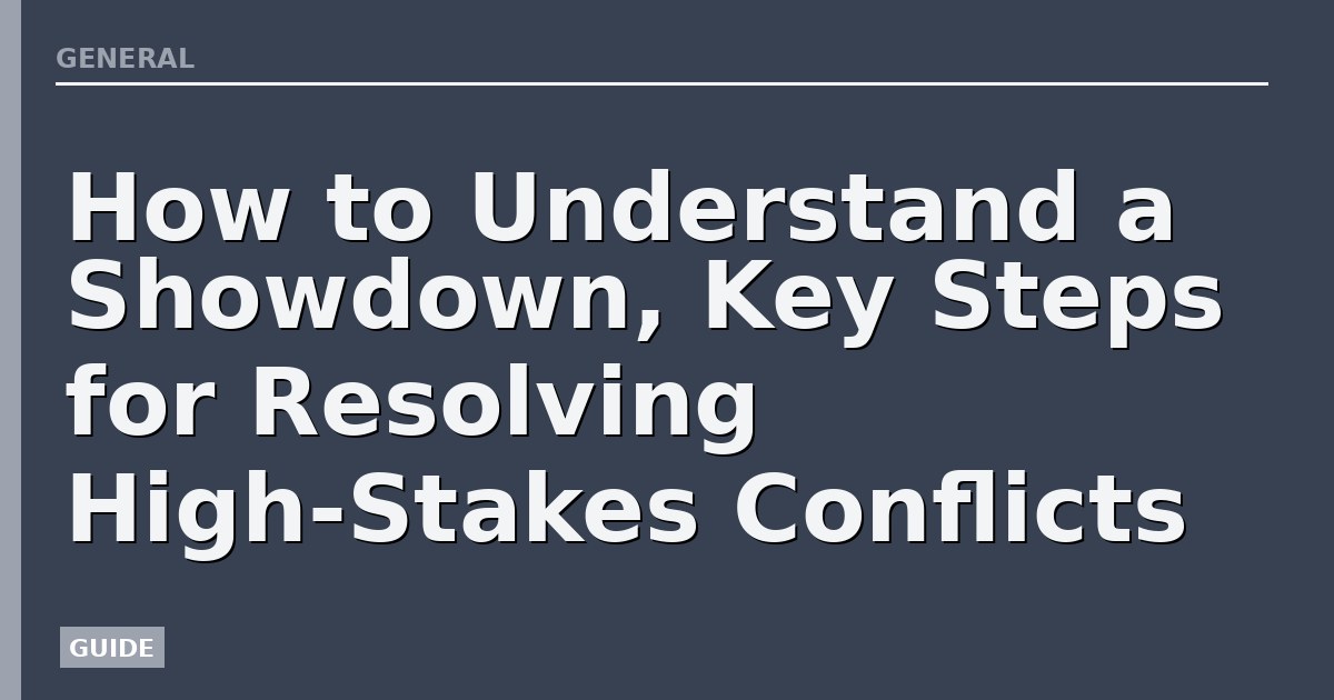 How to Understand a Showdown, Key Steps for Resolving High-Stakes Conflicts