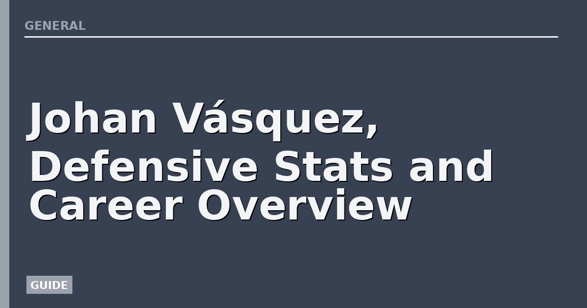 Johan Vásquez, Defensive Stats and Career Overview